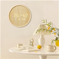 Yellow Round Alarm Clock Simple Wooden Clock Stand in Northern Europe