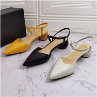 High Quality New Arrival French Style Fashion Pointed Women Slipper Sandals Ladies Dress Shoes Low Heels Leather Casual