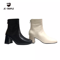 New Arrival Comfortable Winter Leather Boots Thick Heel Half Boot Woman Luxury Platform Chelsea Ankle Boots For Ladies