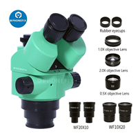 3.5X-90X Green Simul-Focal Trinocular Microscope Head for PCB Soldering Repair
