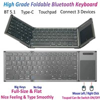 Full Size Fold Folding Foldable Bluetooth Keyboard with Touchpad for Windows Android Ios Mac for iPad Computer Tablet PC