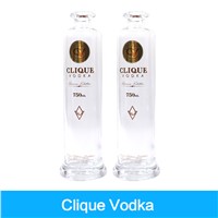 Clique Vodka, Customized Glass Bottles, High & Low Temperature Combined with Water Transfer Digital Relief