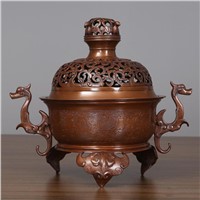Handmade Copper Incense Burner Home Decoration with Traditional Handicraft Mottled Copper