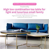 Light & Luxurious Small-Sized Round Rock Plate High & Low Combined Coffee Table. Customized Products Can Be Contacted by