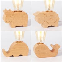 Nordic Solid Wood Animal Modeling Lamp Decoration Table Lamp Vintage Tungsten Light Bulb Creative Be