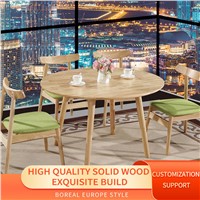Scandinavian All-Solid Wood Dining Table Modern Minimalist Rubber Wood Table & Chair Set