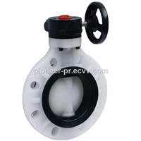 Acid Corrosion Resistant PVDF Worm-Gear Type Center Line Butterfly Valve for Chemical Industry Or Water Treatment