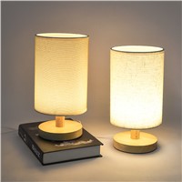 Cloth Cover Lamp Wooden Dimming LED Night Light