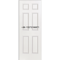 6 Panel White Primed American Steel Door with Wood Edge