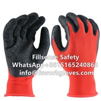 13G Polyester Liner Crinkle Latex Coated Anti Slip Construction Work Gloves