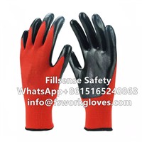 Oil & Abrasion Resistant 13G Polyester Liner Nitrile Dipped Best Work Gloves for Men