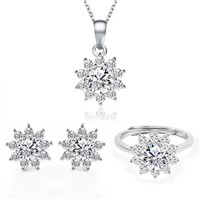 Fashion Accessories 925 Silver Jewelry with Moissanite Diamond Jewelry Sets for Women Wedding White Gold Plated