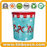 Customized Food Grade 3.5 Gallon Metal Container Popcorn Tin with Lid