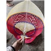 Woven Patterned Bamboo Fan Wall Hanging Decoration, Crafted Bamboo Hand Fan, Wall Art, Cooling Fan, Vietnam