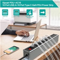 Sipolar PDU PD-AC16 16 Port USB A+16 Port Type C Power Distribution Unit Pdu