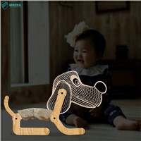 Creative Dog Design 3D Wooden Folding Night Lamp