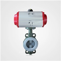 D671F46 DN200 DN100 PN16 8 Inch PTFE Line Wafer Type Control Actuator Double Acting Spring Return Pneumatic Butterfly Va