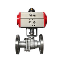 2inch 12V 24VDC CF8 Stainless Steel Pneumatic Actuator PTFE Flange Type Pneumatic Ball Valve