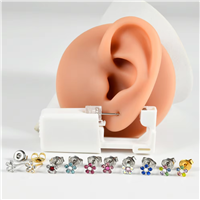 Disposable Sterile Ear Piercing Unit Flower Zircon Ear Tragus Piercing Gun NO PAIN Piercer Tool Machine Kit Stud