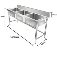 304 Stainless Steel Three Compartment Commercial Kitchen Sink
