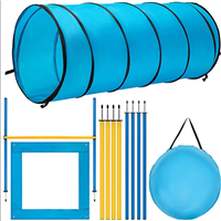 Dog Agility Equipment Pet Obstacle Training Course Kit with Tunnel Adjustable Hurdles Poles Carry Bag