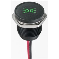 Apem Green Indicator, Lead Wires Termination, 12 V dc, 16mm Mounting Hole Size, IP67