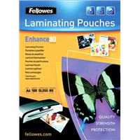 Fellowes A4 Glossy Lamination Pouch 80micron, 100