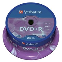 Verbatim Blank DVD 4.7 GB 16X DVD+R, 25 Pack