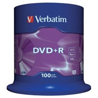 Verbatim Blank DVD 4.7 GB 16X DVD+R, 100 Pack