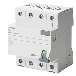 Siemens 4P 40 A Time Delay RCD Switch, Trip Sensitivity 30mA
