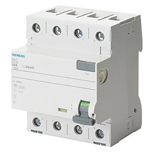 Siemens 4P 25 A Instantaneous RCD Switch, Trip Sensitivity 30mA