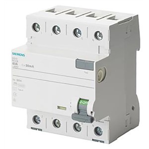 Siemens 4P 25 A Instantaneous RCD Switch, Trip Sensitivity 300mA