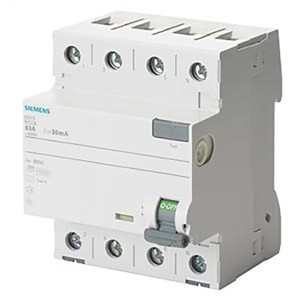 Siemens 4P 63 A Instantaneous RCD Switch, Trip Sensitivity 300mA