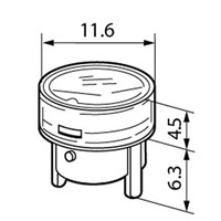 Clear, White Push Button Cap, for use with KB Series, Round Cap