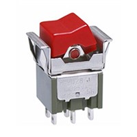 NKK Switches Double Pole Double Throw (DPDT), (On)-Off-(On) Rocker Switch Panel, PCB, Snap-In