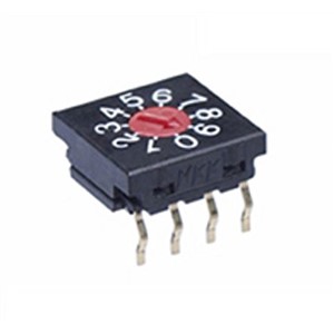 NKK Switches, 10 Position, BCD Rotary Switch, 100 mA, Solder