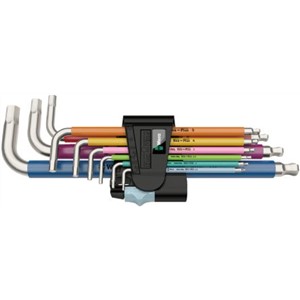 Wera 9 pieces Hex Key Set L Shape 1.5 mm, 2 mm, 2.5 mm, 3 mm, 4 mm, 5 mm, 6 mm, 8 mm, 10 mm Ball End