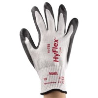 Ansell HyFlex Yarn Polyurethane-Coated Gloves, Size 10, Grey, White, Cut Resistant