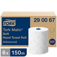 Tork Matic Soft Hand Towel Roll Advanced Rolled White 150 m x 210 mm (Roll) Paper Towel 2 ply, 1 (Roll) Sheets