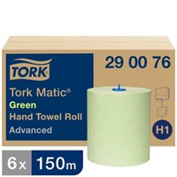 Tork Matic Green Hand Towel Roll Advanced Rolled Green 150 m x 210 mm (Roll) Paper Towel 2 ply, 1 (Roll) Sheets