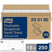 Tork Flushable Singlefold Hand Towel Advanced Folded White 115 x 230 (Folded) mm, 230 x 230 (Unfolded) mm Paper Towel 2