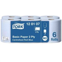 Tork Centrefeed of 1 Blue Paper Wipes for Basic Wiping Task, Centrefeed Dispenser, Hand Use