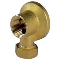 Sferaco Brass 1/2 in BSPP Female x 1/2 in BSP Male Elbow Wall Tap Connection with Nut Threaded Fitting