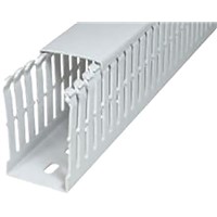 SES Sterling GF-DIN-SH-A7/5 Grey Slotted Panel Trunking - Open Slot, W25 mm x D25mm, L2m, Halogen Free PC/ABS