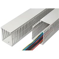 SES Sterling GN-HF-A6/4 Grey Slotted Panel Trunking - Open Slot, W30 mm x D30mm, L2m, Halogen Free PC/ABS