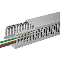 HellermannTyton HTWD-HF Grey Slotted Panel Trunking - Open Slot, W25 mm x D25mm, L2m, Halogen Free PC/ABS