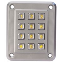 EOZ IP67 12 Key ZAMAK 5 Illuminated Anti Vandal Keypad