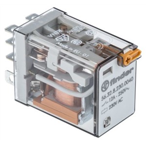 Finder Plug In Non-Latching Relay - DPDT, 230V ac Coil, 12 A Switching Current, 2 Pole