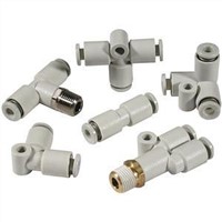 Pneumatic Double Y Tube-to-Tube Adapter, Connection A 6mm, B 6mm, C 6mm, D 6mm 8mm