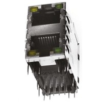 Cat 5 stacked RJ45 jack,shielded,THT,LED